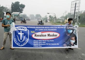 DPC GAMKI Pekanbaru sebar 2000 Masker, Santo: Jangan keluar tanpa Masker!