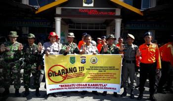 Polisi, TNI & BPBD di Inhil kompak patroli melarang bakar lahan