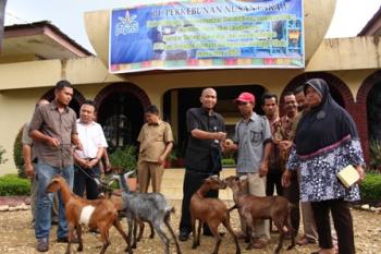 PTPN V bagikan 300 ekor kambing dan mesin Batako ke warga Desa
