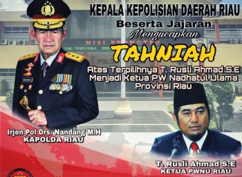 Rusli Ahmad jadi Ketua NU Riau, Kapolda: semoga jadi Tokoh Pemersatu