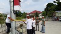 Tower yang berdiri di areal SDN 187, disegel Satpol PP Pekanbaru