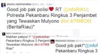 Tangkap Bandit Dalam Dua Hari, Netizen Puji Polresta Pekanbaru