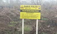 Hutan konservasi kerumutan yang terbakar dipasang police line