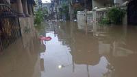 Air Sungai Nilo Pelalawan meluap, akses jalan putus, puluhan rumah terendam air