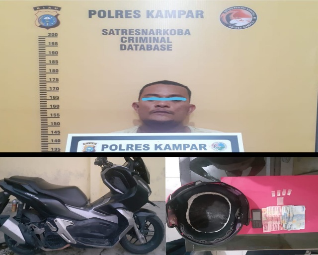 Simpan Sabu Dalam Helm, Pengedar Narkoba Asal Sumut Ditangkap Polres Kampar
