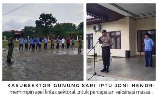 Percepatan Vaksinasi Massal, Kasubsektor Gunung Sari Gelar Apel Lintas Sektor 