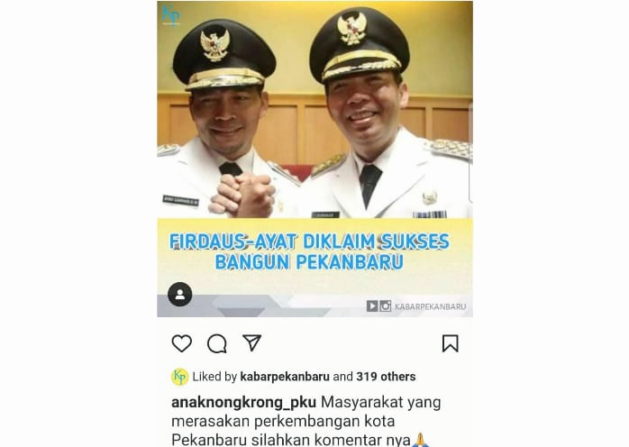 Firdaus-Ayat Diklaim Sukses Bangun Kota Pekanbaru, Warganet: Jangan Fitnah Dong!
