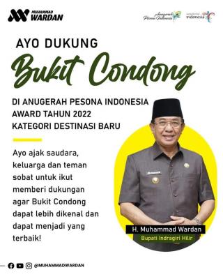 Bupati Wardan Ajak Warga Inhil Dukung Bukit Condong dalam Nominasi API 2022
