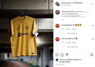 Mewah! Terinspirasi Emas Olimpiade 1992, Barcelona Rilis Jersey Tandang 2022/23