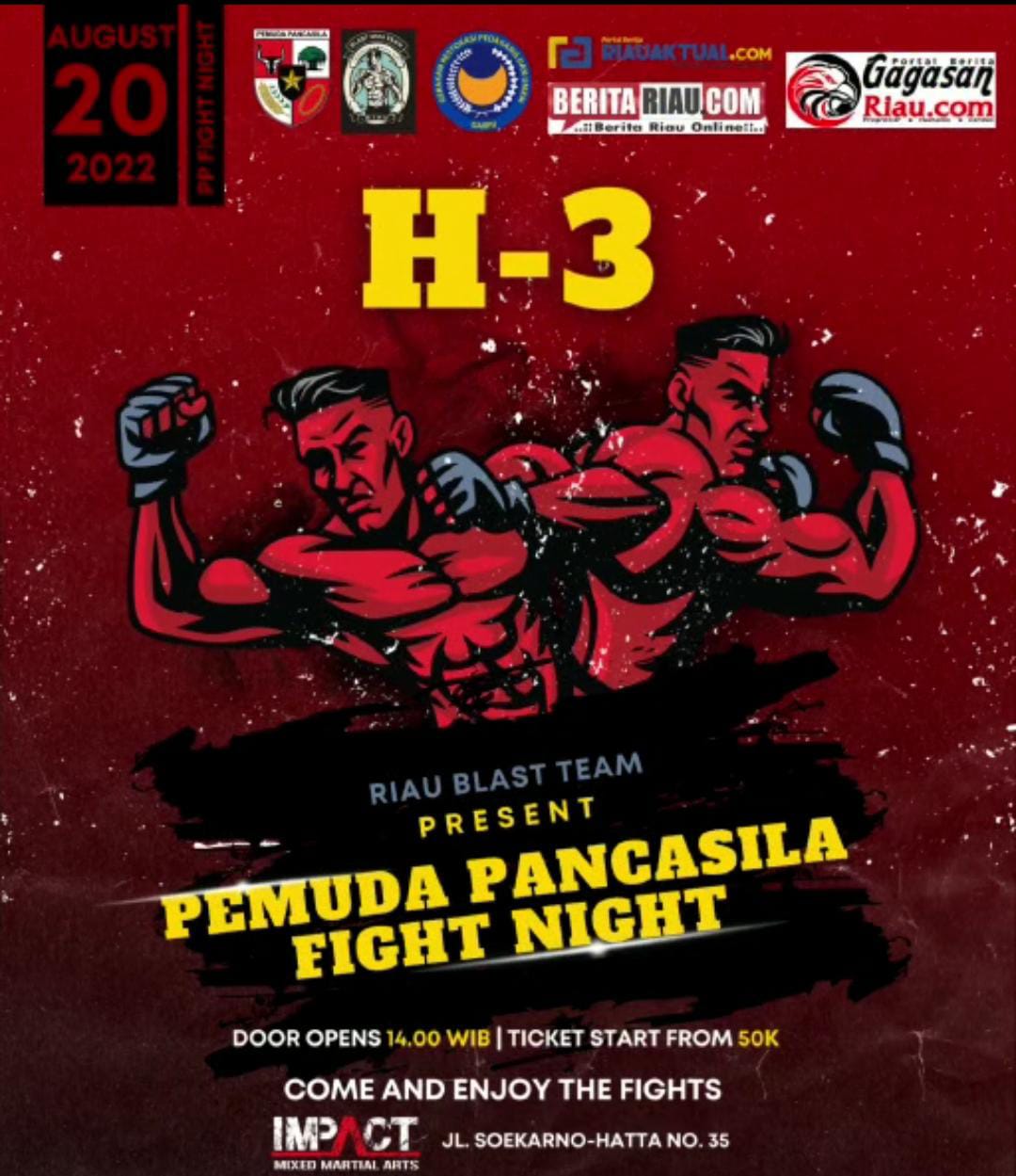 Meriahkan HUT ke 77, Pemuda Pancasila Pekanbaru Gelar Kick Boxing Fight Night