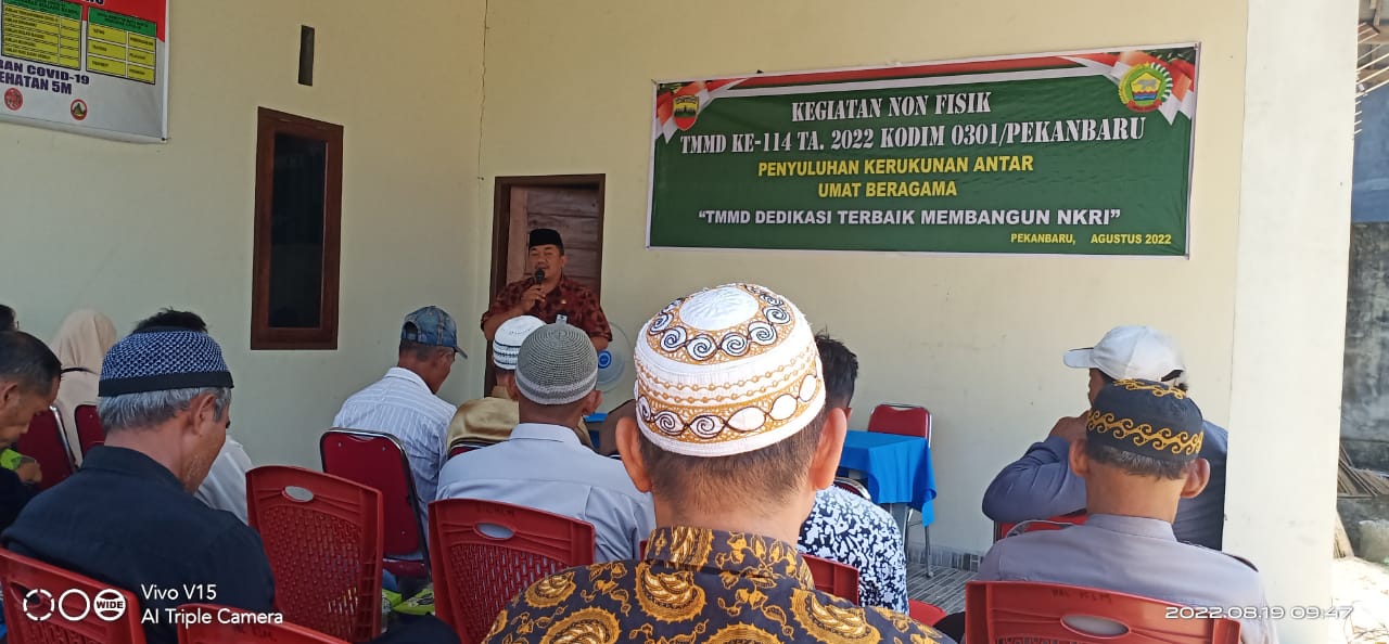 Satgas TMMD Pekanbaru Berikan Penyuluhan Kerukunan Beragama Bagi Warga Kulim