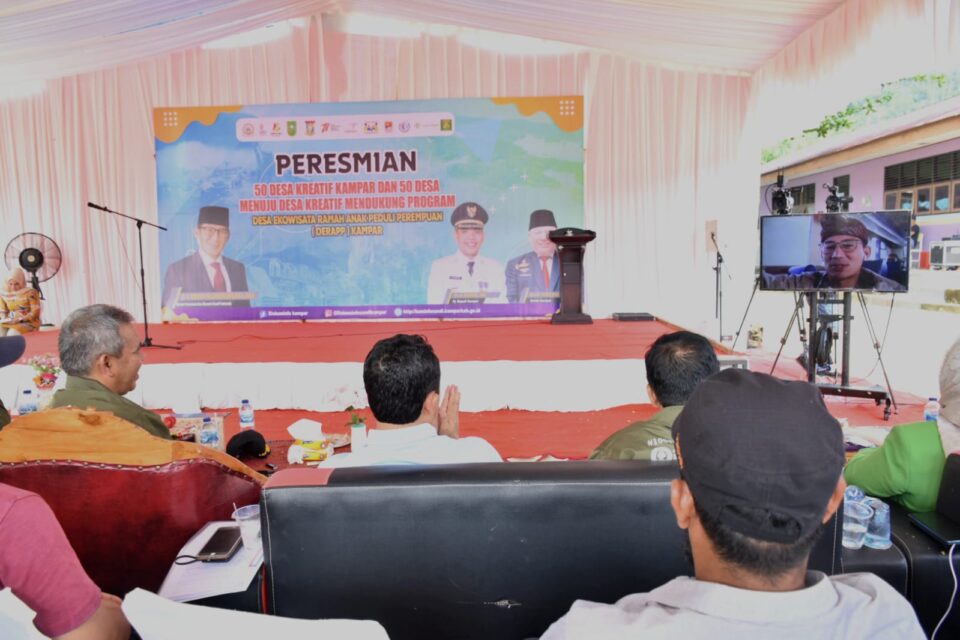 Menparekraf Sandiaga Uno Apresiasi Pj Bupati Atas Peresmian 50 Desa Kreatif di Kampar.