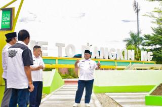 Hampir Rampung, Sekda Kampar Tinjau Taman Kota Bangkinang