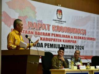 Rakor Penataan Dapil Bersama KPU Kampar, Kamsol: Sukseskan Helat Demokrasi Indonesia Tahun 2024