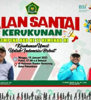Besok, Kemenag Pekanbaru Gelar Jalan Santai Kerukunan