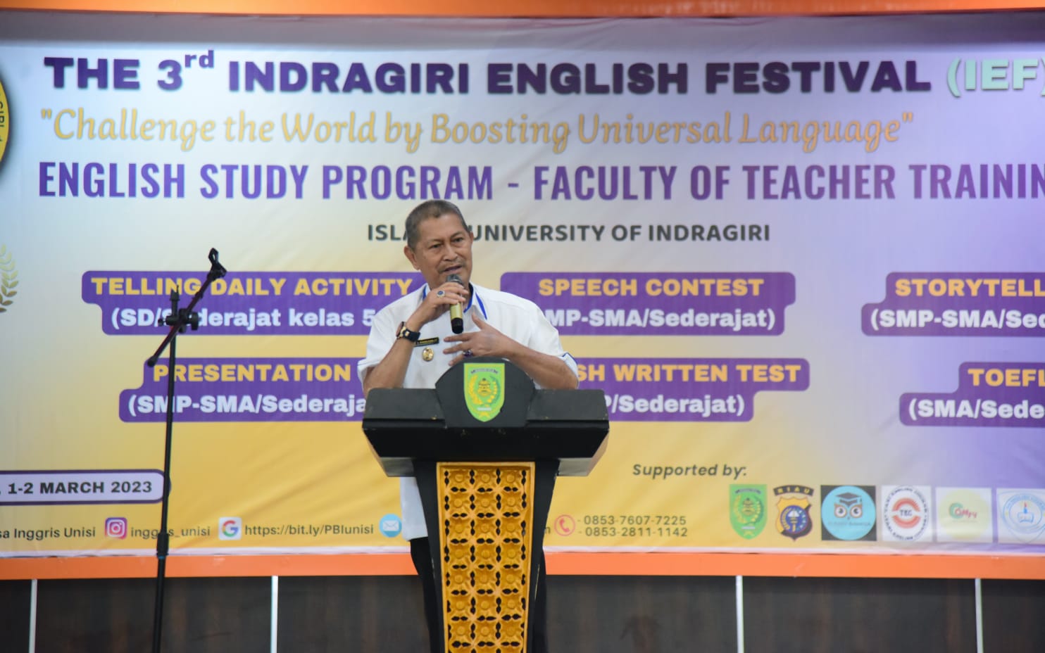 Cetak SDM Unggul, Wabup Inhil  Buka IEF dengan Bahasa Inggris