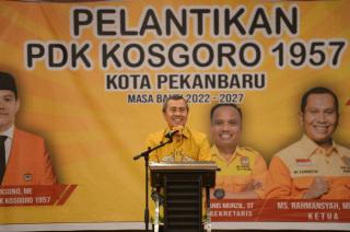 Gubri Syamsuar Hadiri Pelantikan PDK Kosgoro 1957 Pekanbaru