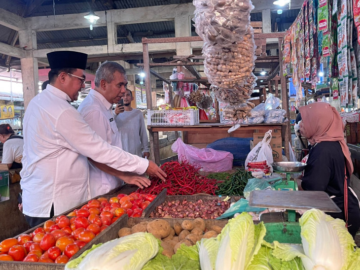 Pastikan Ketersedian dan Harga Sembako, Pj Bupati Kampar Tinjau Pasar Ulul Albab Siak Hulu