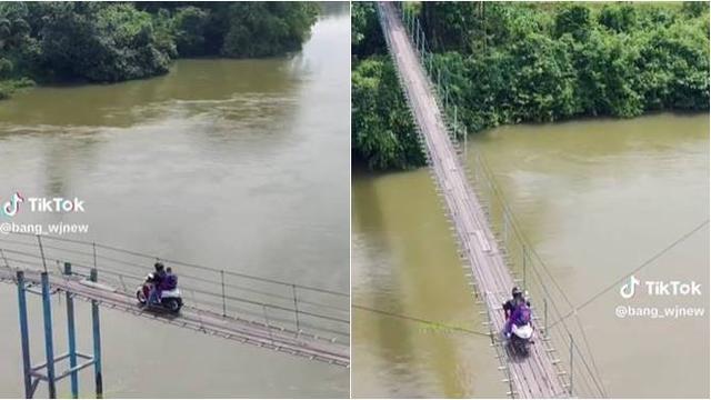 Viral Pengemudi Lewati Jembatan Gantung di Kampar, Salah Sedikit Langsung Hanyut