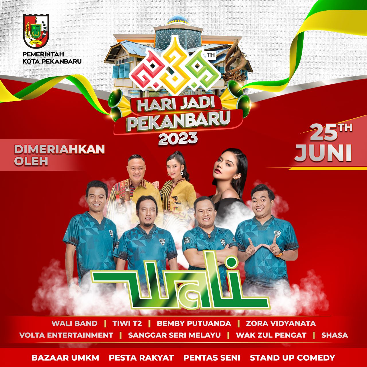 Wali Band akan Hibur Warga Pekanbaru di Malam Puncak Hari Jadi 239