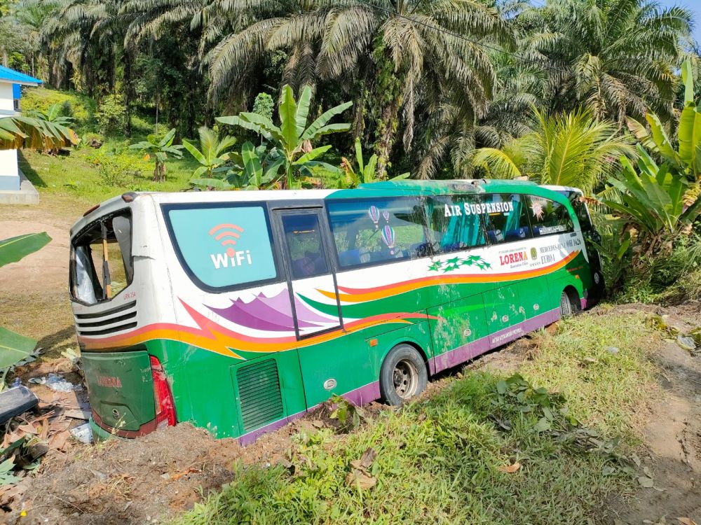 Bus Lorena Kecelakaan Tunggal di Inhu, 2 Penumpang Tewas