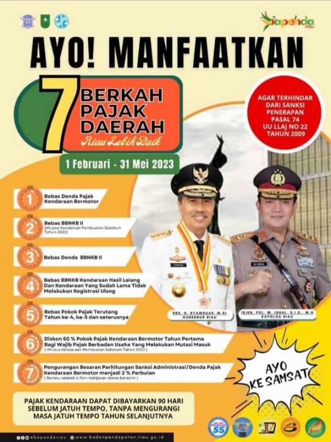 Buruan..! 7 Berkah Pajak Daerah Riau Mulai Besok Diberlakukan
