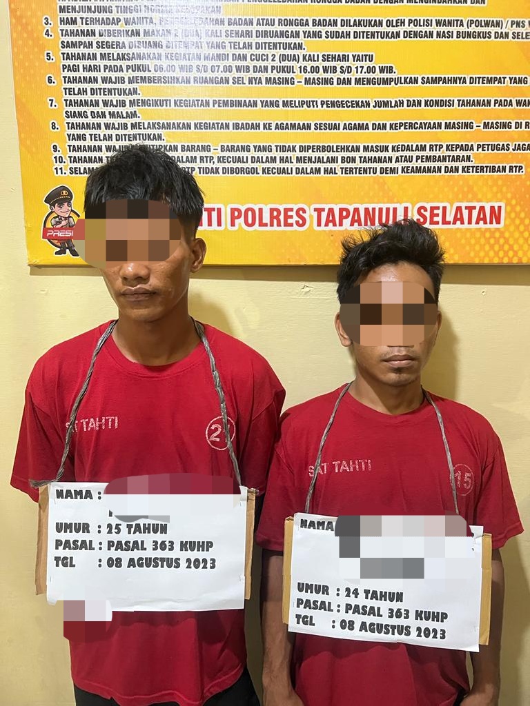 Sempat Viral dan Terekam CCTV, Polres Tapsel Tangkap 2 Pencuri Tabung Gas di Riau Â