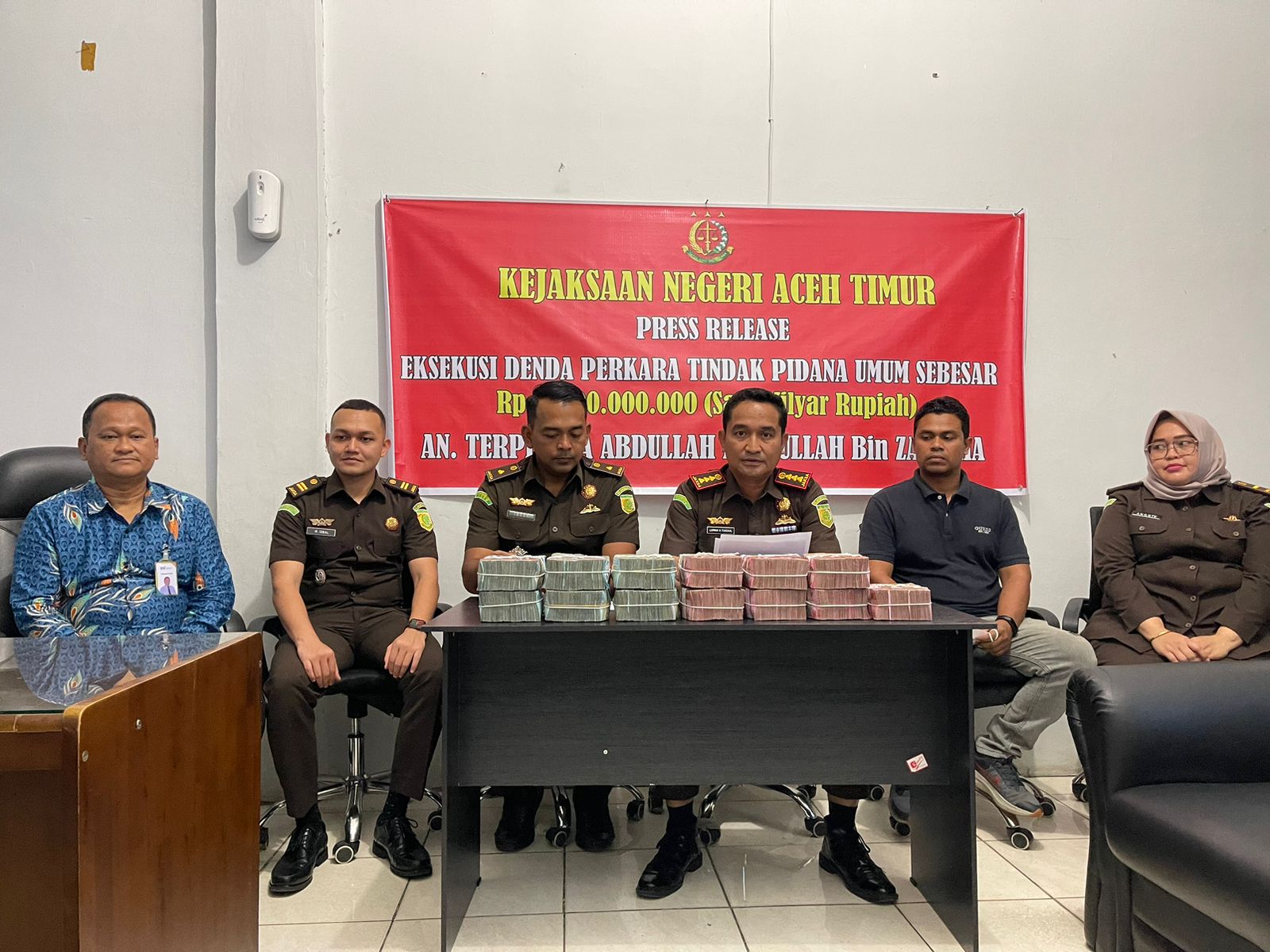 Denda Rp1 Miliyar Terpidana Abdullah Bin Zakaria Diterima Kejari Aceh Timur
