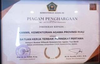 Selamat! Kanwil Kemenag Riau Raih Peringkat I Pengadaan CASN Formasi 2022