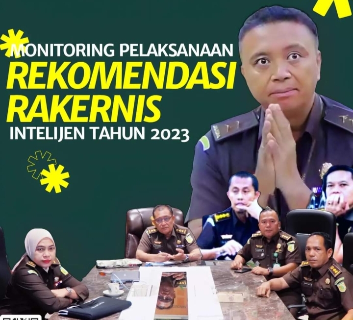 Kasi A, Kasi E dan Kasi Penkum Kejati Riau Ikuti Monitoring Pelaksanaan Rekomendasi Rakernis Intelij