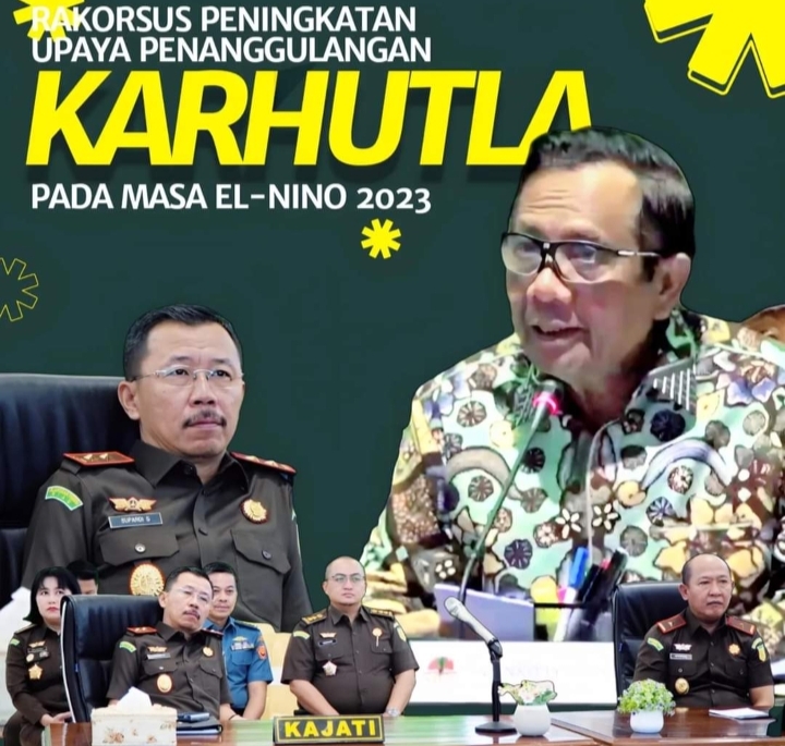 Kajati Riau Dr. Supardi Mengikuti Rakor Peningkatan Upaya Penanggulangan Karhutla Masa El-Nino