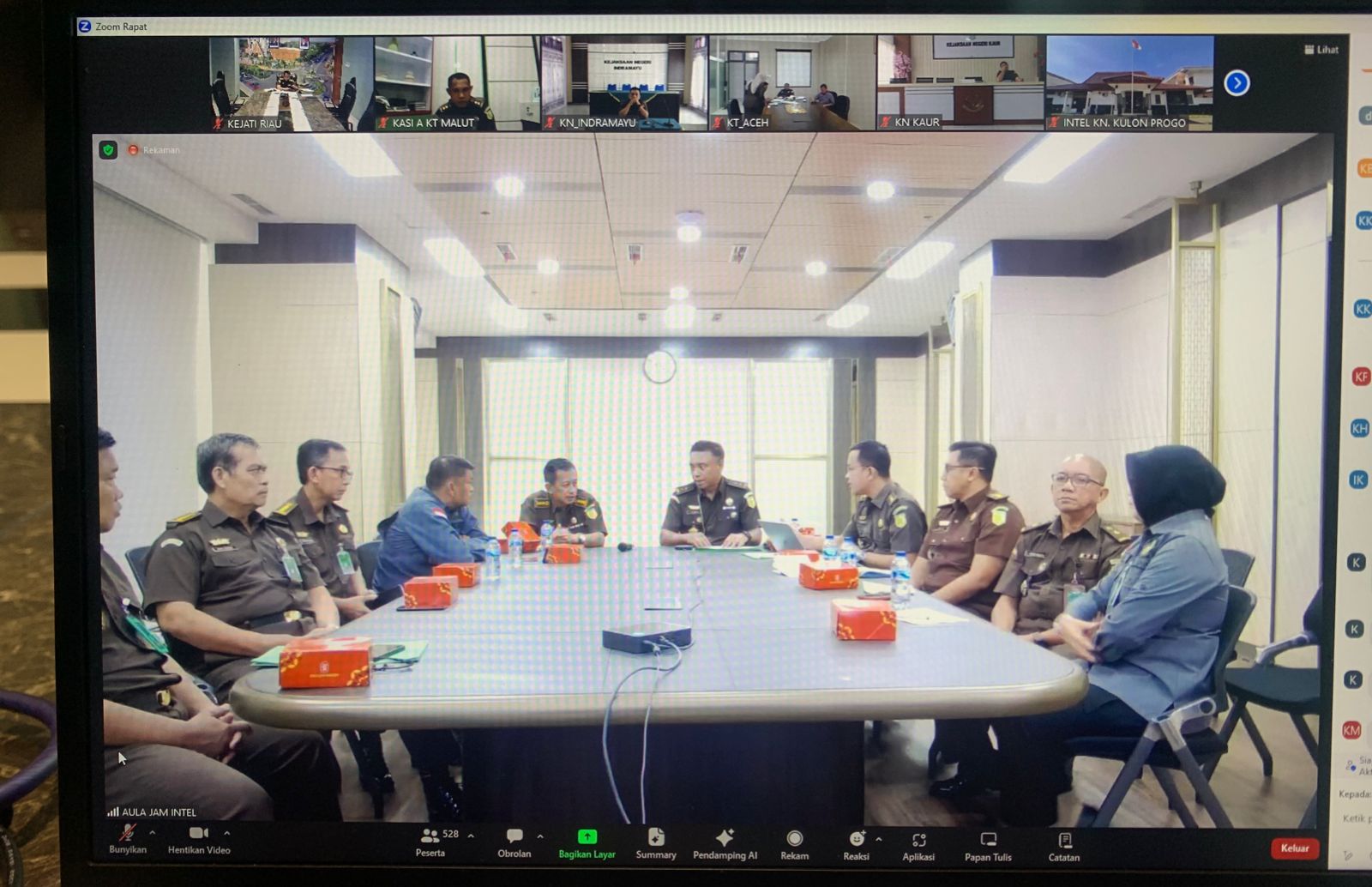 Asintel Kejati Riau mengikuti Rapat Optimalisasi Kinerja Posko Pemilu Kejaksaan secara virtual