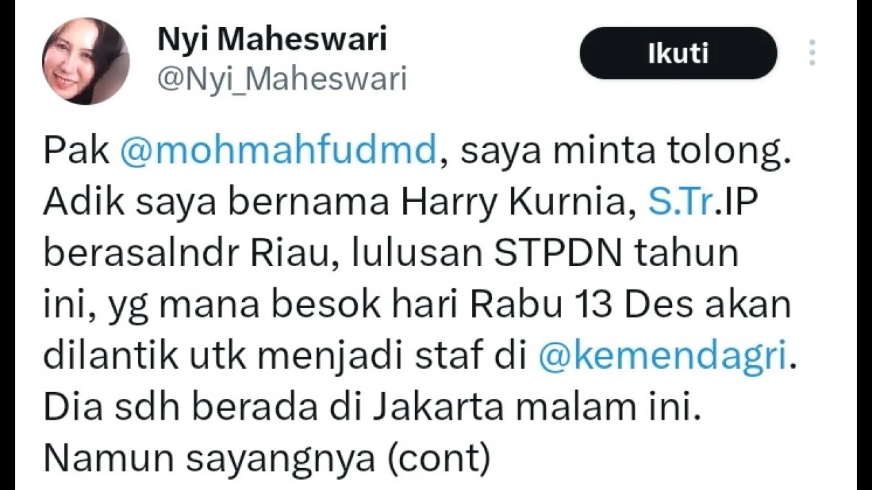 Viral PNS di Riau Ngadu ke Mahfud MD karena Tak Jadi Dilantik Kemendagri, Ini Kata Mahfud MD