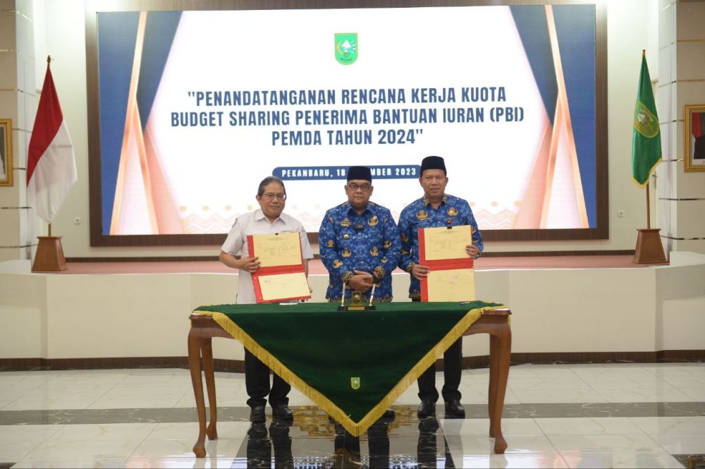 Gubernur Riau Teken Kuota Budget Sharing PBI Pemda Tahun 2024