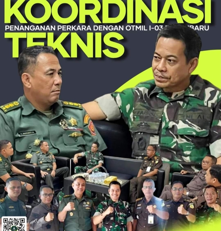 Aspidmil Kejati Riau Lakukan Koordinasi Penanganan Perkara ke Oditurat Militer I-03 Pekanbaru