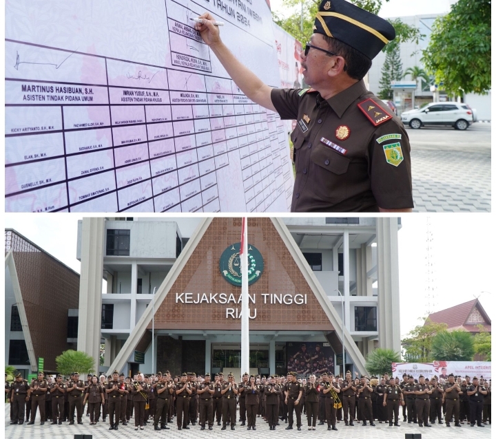 Kajati Riau Pimpin Apel Pencanangan Zona Integritas Menuju WBB dan Melayani WBBM Tahun 2024