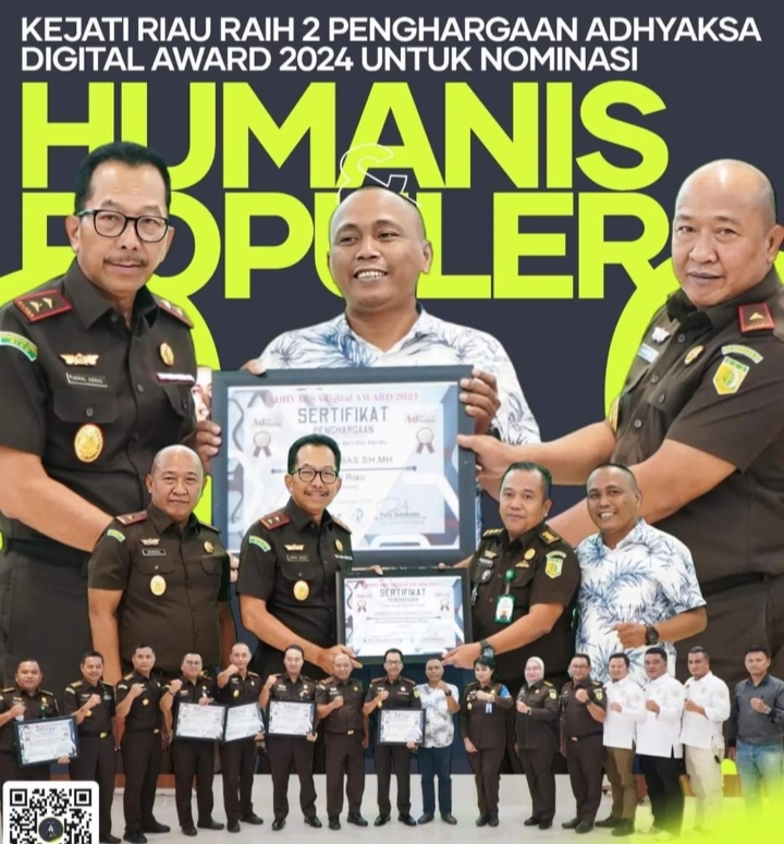 Kepala Kejaksaan Tinggi Riau Raih 2 Penghargaan Adhyaksa Digital Award 2024