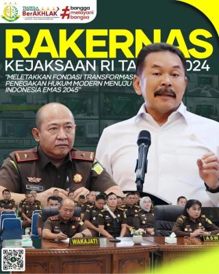 Wakajati Riau Mengikuti Pembukaan Rakernas Kejaksaan RI Tahun 2024 secara Virtual
