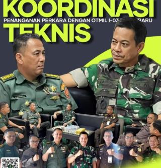 Aspidmil Kejati Riau Lakukan Koordinasi Penanganan Perkara ke Oditurat Militer I-03 Pekanbaru