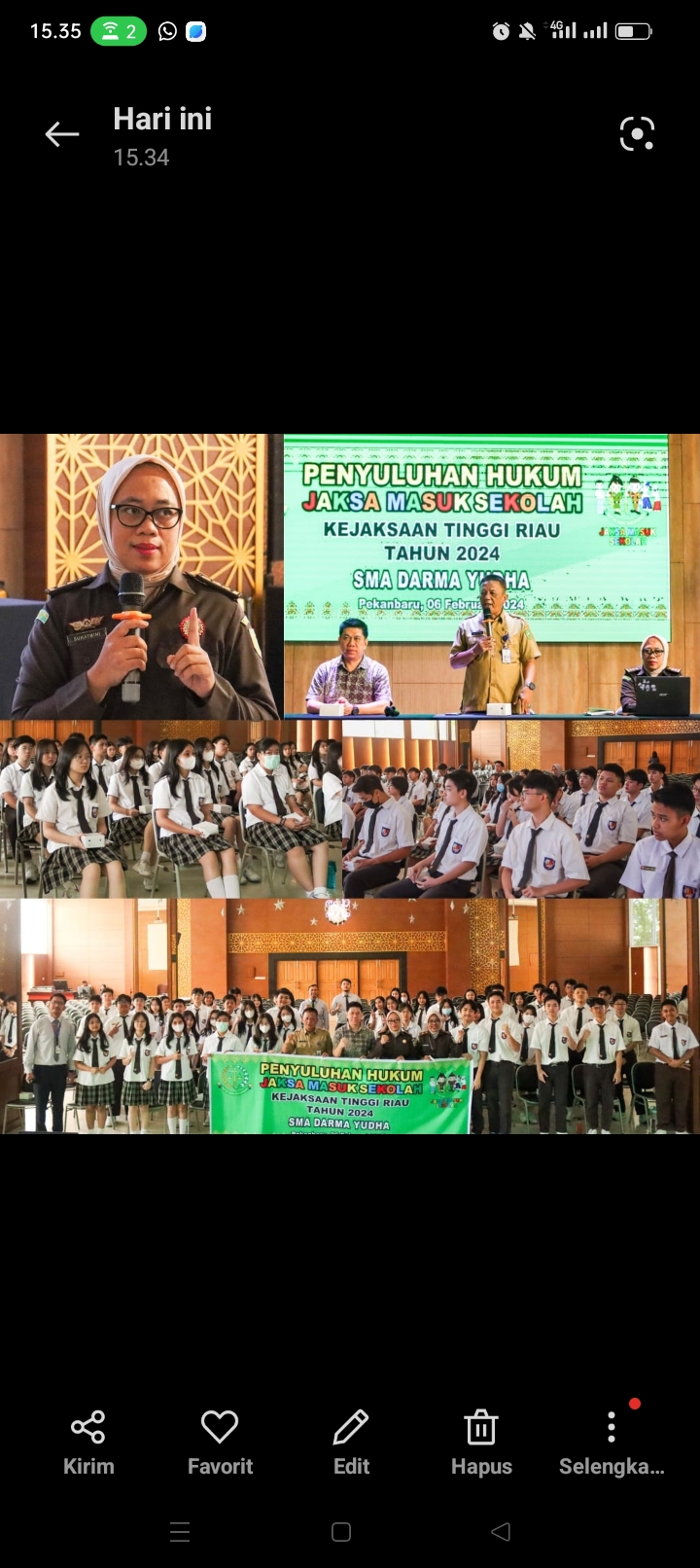 Tim Penkum Kejati Riau Gelar Penyuluhan Hukum Program JMS di SMA Darma Yudha Pekanbaru