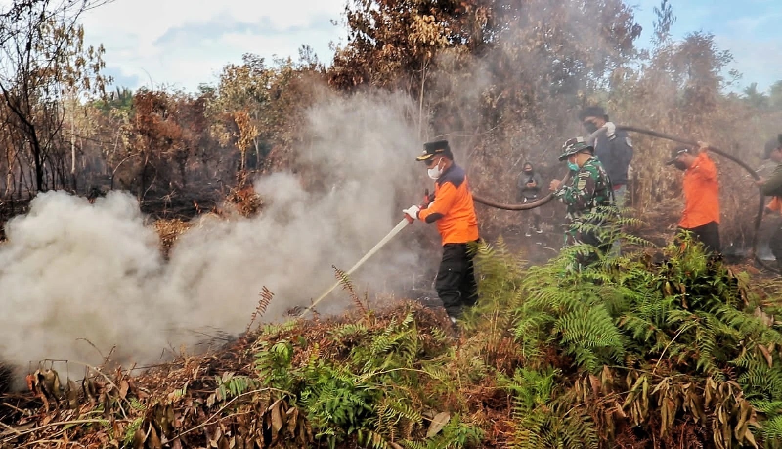 Tinjau Lokasi Karhutla di Rangsang, Plt Bupati Asmar Malah Disambut Hujan Deras