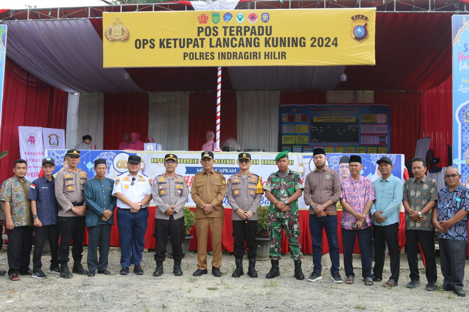 Pj Bupati Inhil Herman Bersama Unsur Forkompinda Tinjau Posko Mudik Lebaran Perbatasan Riau-Jambi