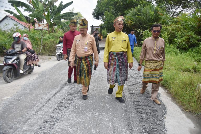 Tinjau Pengerjaan Ruas Jalan SKB Tembilahan, Pj Bupati Harapkan Selesai Tepat Waktu