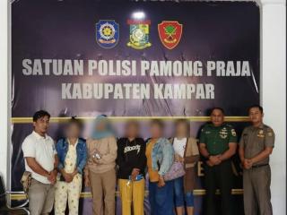 Tim Yustisi Kabupaten Kampar Razia Warung Remang-Remang di Desa Suka Mulya