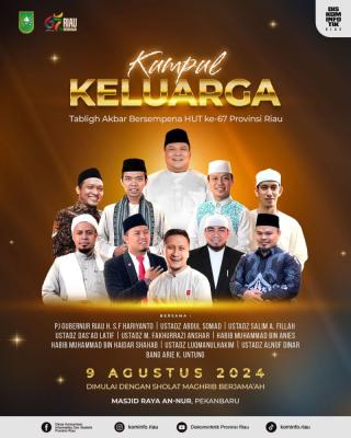 HUT Riau, Pemprov Gelar Tablig Akbar Bersama UAS dan Ustadz Das