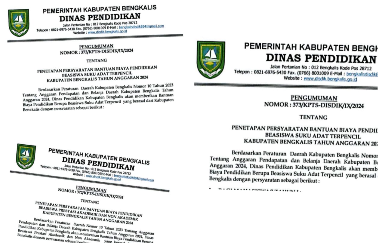 Disdik Bengkalis Buka Penerimaan Beasiswa 2024, Ini PersyaratannyaÂ