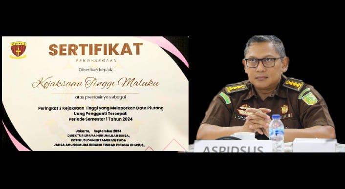 Hasil Kerja Keras Seluruh Tim, Bidang Pidsus Kajati Maluku Terima Penghargaan Terbaik III