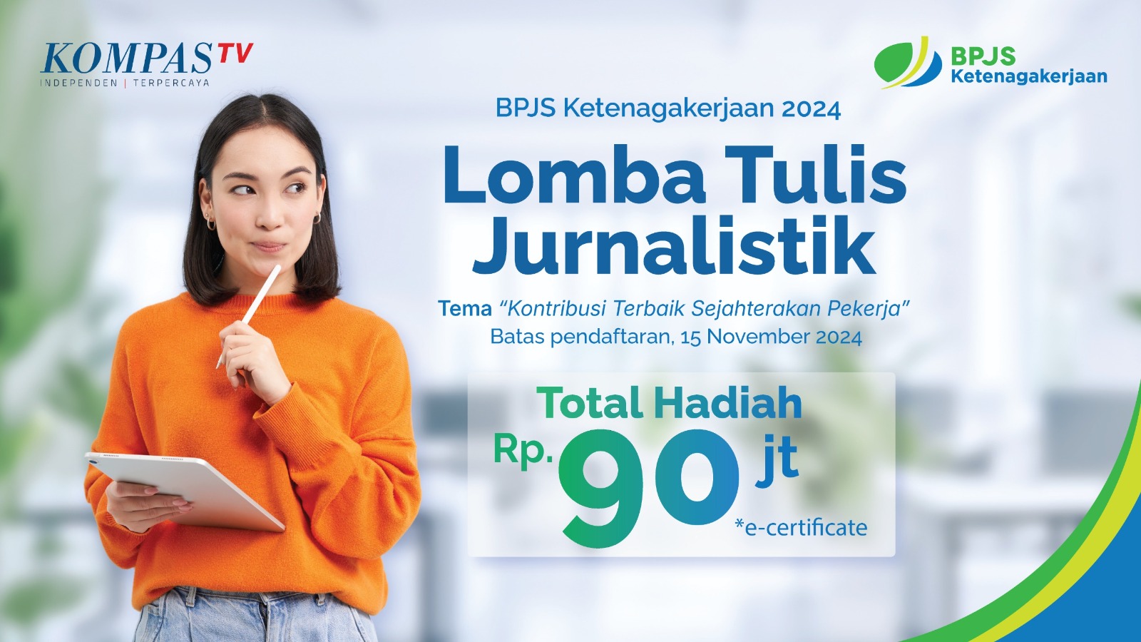 Apresiasi Peran Jurnalis, BPJS Ketenagakerjaan Kembali Gelar Lomba Tulis Berhadiah Total Rp90 Juta