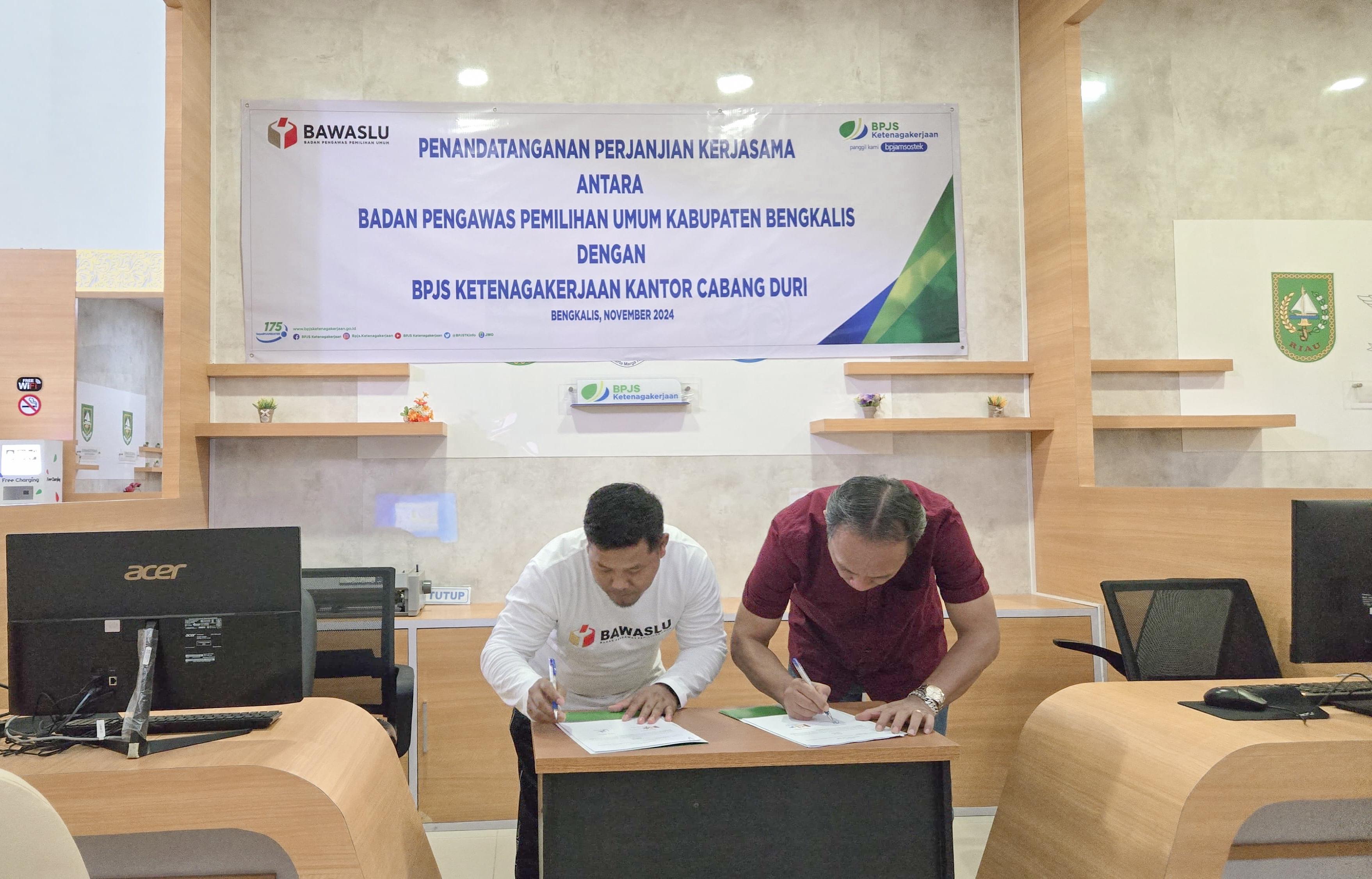 Lindungi Pengawas Pemilu, Bawaslu Bengkalis Gandeng BPJS Ketenagakerjaan Duri