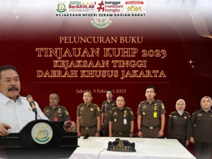Plt Kajari SBB dan Jajaran Mengikuti Vidcon Peluncuran Buku Tinjauan KUHP 2023 Kejati DKJ